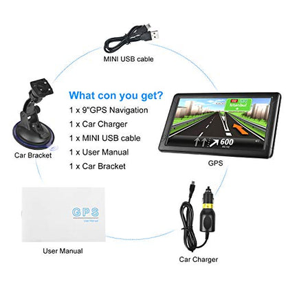 GPS Navigation for Car （9 Inch） Slimline Touch Screen Real Voice Direction (9inch)
