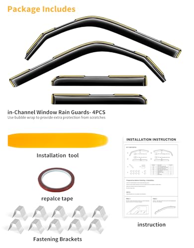 in Channel Window Visors Rain Guards for Toyota 4Runner 2010 (Fit for 2010-2024 Toyota 4Runner)