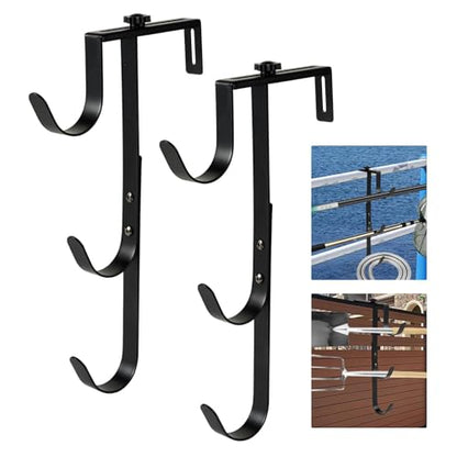 2Pcs Black Pool Pole Hangers Adjustable Pool Fence Hooks for Pool Equipment (2Pcs)