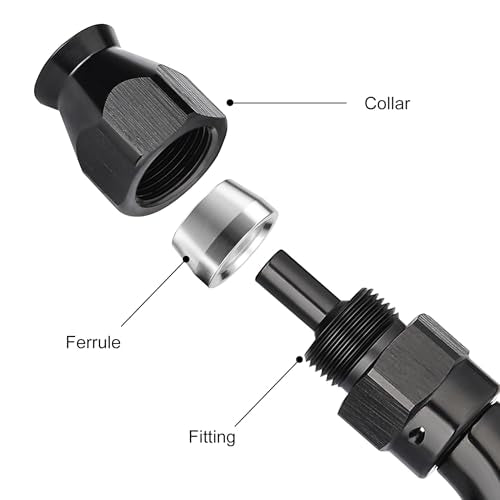4AN 30 Degree PTFE One Piece Full Flow End Hose Fitting Aluminum Black (4AN / 30 Degree)