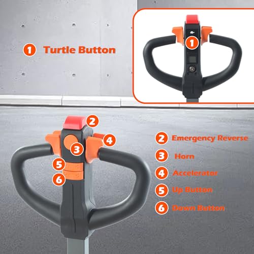 Tory Carrier Full Electric Power Pallet Jack Truck 3300lb Cap. 48" x 27" Fork Size (Orange-3300lbs)