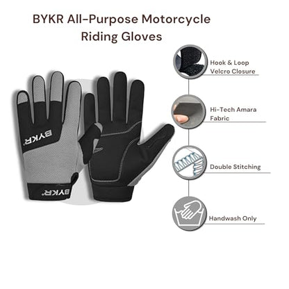 All Weather Motorcycle Gloves for Men & Women (Grey / XX-Large)