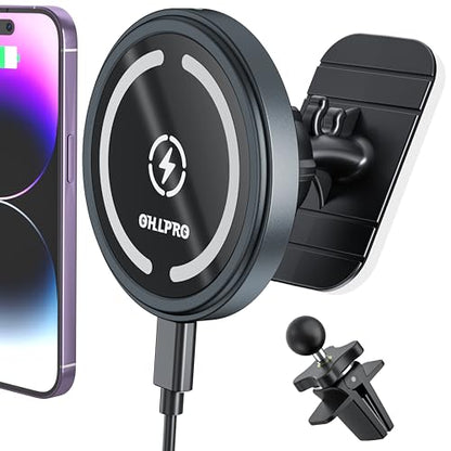 for MagSafe Car Mount Charger iPhone 15W Wireless Car Charger (Dark Gray)