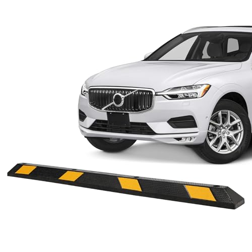 Heavy Duty Rubber Parking Curb1 with 8 Reflective Strips