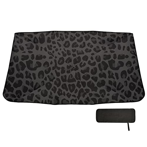 Black Leopard Windshield Sun Shade Umbrella African Animal Skin Print Foldable Car Front Window Sunshade Blocks UV Rays Heat Keep Vehicle Cool (multi 1)