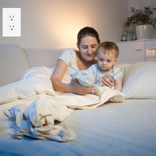 1 Gang Screwless Duplex Wall Plate Cover Single Switch Outlet Electrical Faceplate for Light Switch (4 Pack / Single Duplex-White)