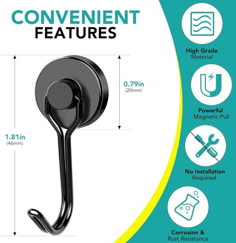 Magnetic Hooks (Black / 0.79in)