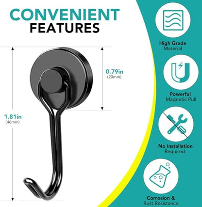 Magnetic Hooks (Black / 0.79in)