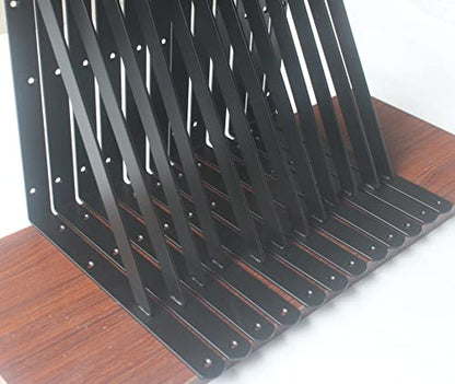 30 Pack L18 x H 12" Black Heavy Duty Shelf Brackets with Screws Metal Shelf Brackets Shelf Support Angle Brackets for Shelves L Brackets Heavy Duty Floating Shelf (30 Pack-Black / 18''x12'')