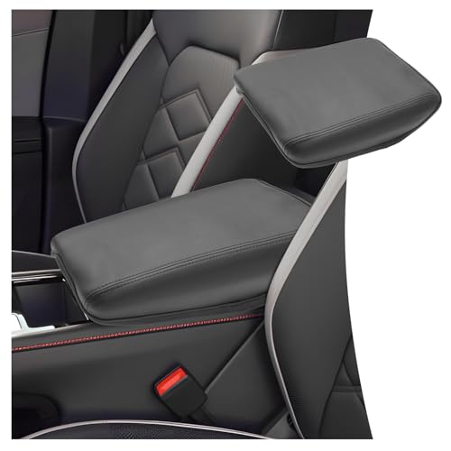 for Volkswagen Atlas 2024 2025 2026 Center Console Cover Armrest Box Cover for VW Atlas (Atlas-Thin Black Leather)