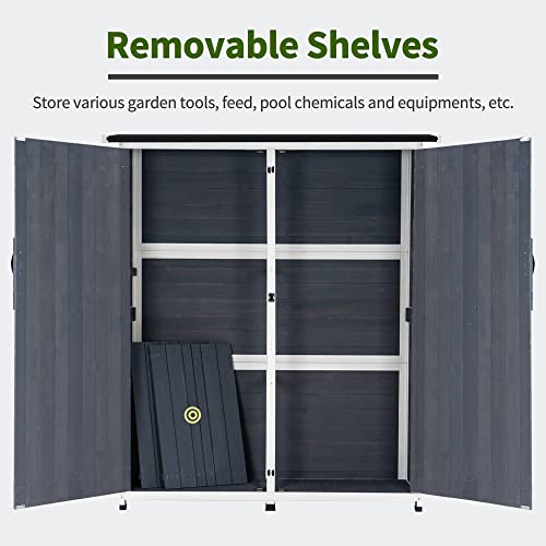 Outdoor Storage Cabinet with Shelves (Gray)