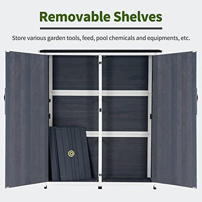 Outdoor Storage Cabinet with Shelves (Gray)