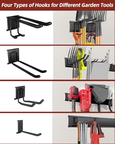 Garage Tool Organizer Wall Mount (48" 3 Panels & 8 Hooks)