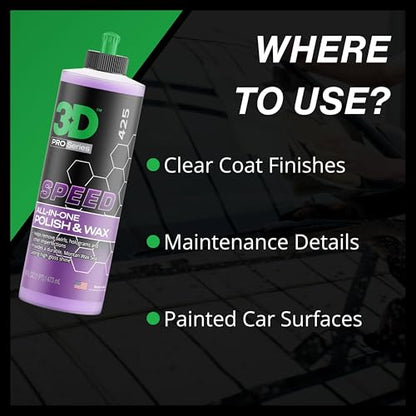 Speed All-In-One Polish & Wax – Scratch & Swirl Remover, Clear Coat Safe Paint Sealant – High Gloss Finish, Easy Application – 32oz – Made in USA (32 Fl Oz (Pack of 1))