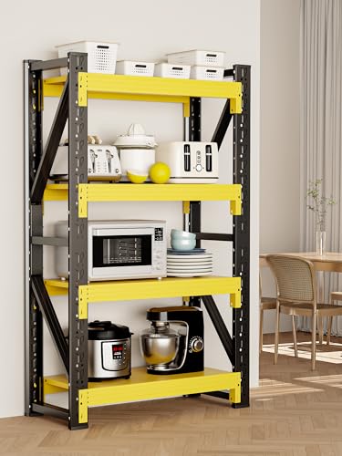 4 Tier Storage Shelves (Black&yellow / 48"W*20"D*79"H)