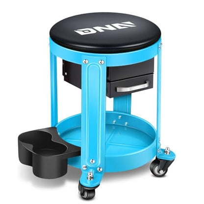 Round Mechanics Roller Seat Creeper Stool with Padded Cushion (Blue)