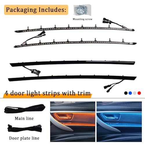 Car Interior Door LED Lighting Ambient Light Trim Strip Accessories with Blue and Orange Colors Atmosphere Lights for BMW 3 Series F30 12 (Black)