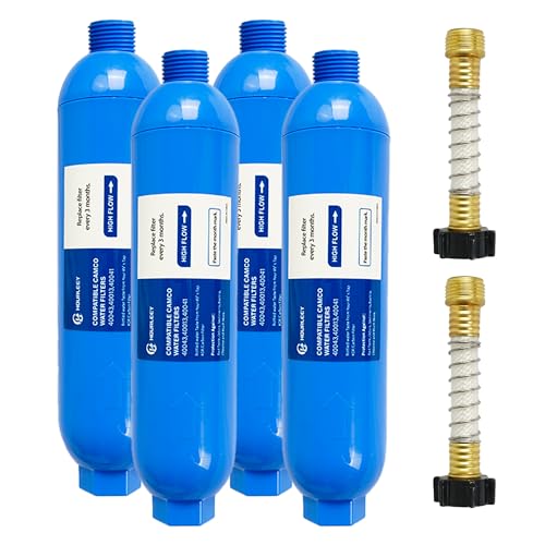 4 Pack RV Inline Water Filter with 2 Flexible Hose Protector (4 Pack)