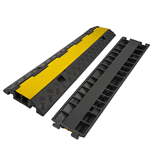 Cable Ramp 3 Pack 2 Channel 11000lbs axle Capacity Floor Cord Cable Protector (3 Pack 2 Channel)