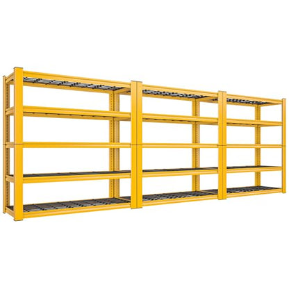 72''H Garage Shelving 3010 LBS Storage Shelves Adjustable Metal Shelving 5 Tier Metal Shelves for Storage Industrial Shelf for Kitchen Pantry Warehouse Basement 72" HX35.5 WX16 D (Yellow)