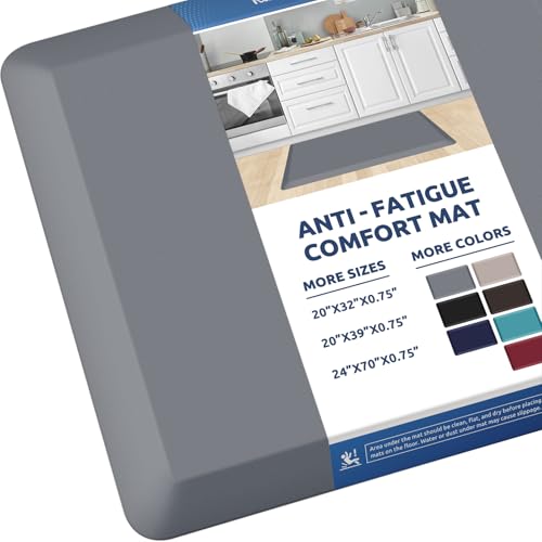 0.8" Thick Kitchen Mat Cushioned Anti Fatigue Rug Comfort Floor Mats (Grey / 32"L x 20"W x 0.8"Th)
