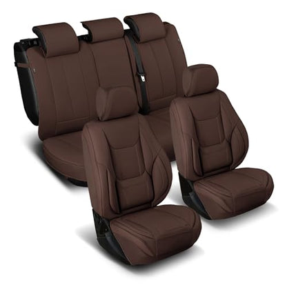 Premium Custom Fit Truck Car Seat Covers Full Set Seat Waterproof (X56 (See Vehicle Size Chart) / Full Set - Dark Brown)