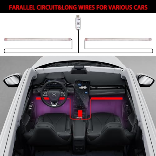 Upgrade Smart USB Dream Color Interior Car LED Strip Light with App Control (RGB Dreamcolor / 36LED,2strips)