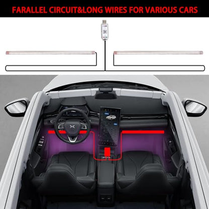 Upgrade Smart USB Dream Color Interior Car LED Strip Light with App Control (RGB Dreamcolor / 36LED,2strips)