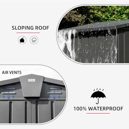 Domi Outdoor Storage Shed 5'x3 (5' x 3' Gable Roof / Dark Gray)