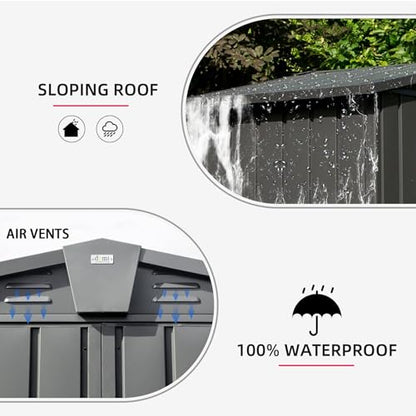 Domi Outdoor Storage Shed 5'x3 (5' x 3' Gable Roof / Dark Gray)