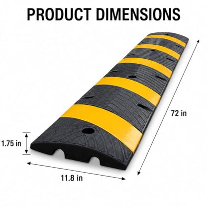 1 Pack 72 Inch Heavy Duty Rubber Speed Bump Hump