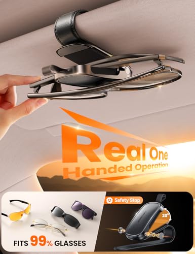 Magnetic Leather Sunglass Holder for Car Visor (2 Pack / Dark Black)
