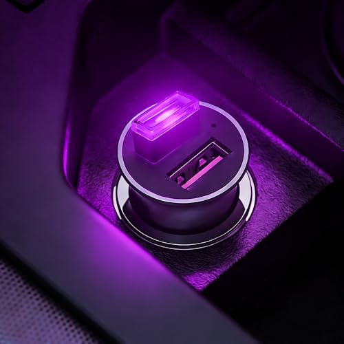 4PCS Mini USB LED Car Light (Pink Purple)