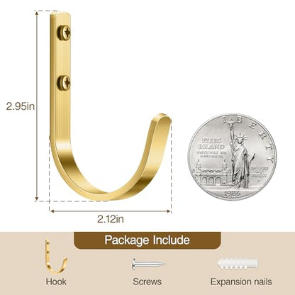 10 Pack 22LB Wall Hooks for Hanging Towel (Brushed Gold / 10 Pack)