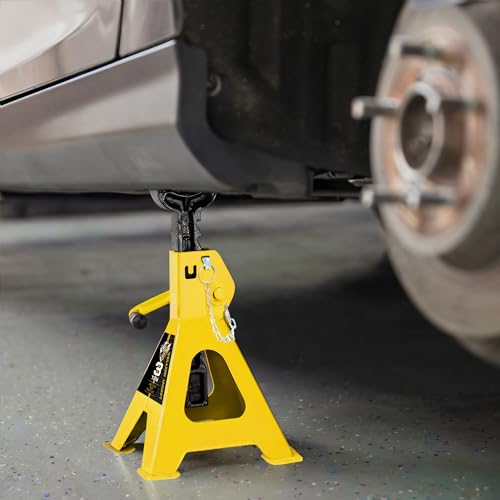 Car Jack Stands 3 Ton with Double Locking and Large Foot Base for Lifting SUVS (yellow / 3 ton double locking and upgraded base)