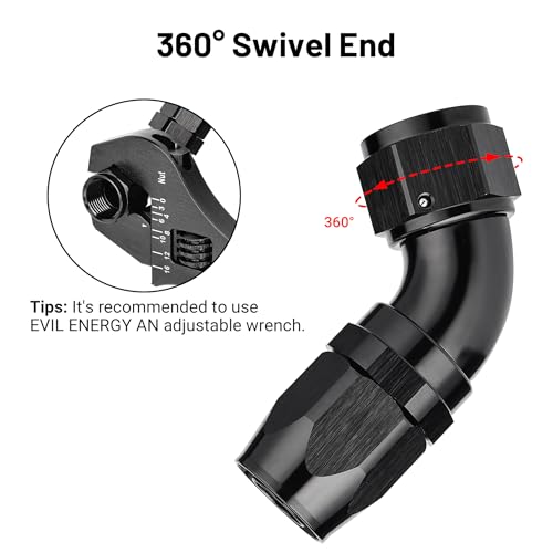 12AN 60 Degree One Piece Full Flow Hose End Fitting Swivel for CPE Braided Hose (12AN / 60 Degree)