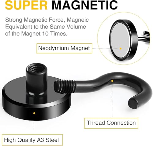 Magnetic Hooks 12pcs 85lbs Cruise Essentials 2026 Magnet Hook Black (Black / 0.98in)