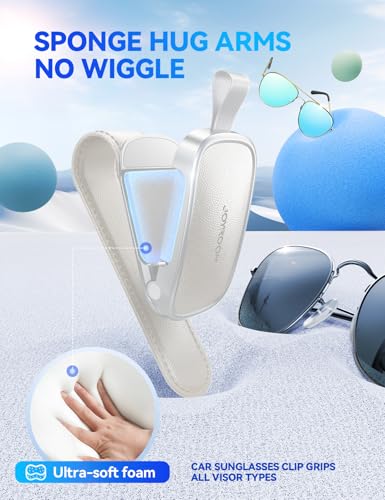 Magnetic Leather Sunglass Holder for Car Visor (1 Pack / White)