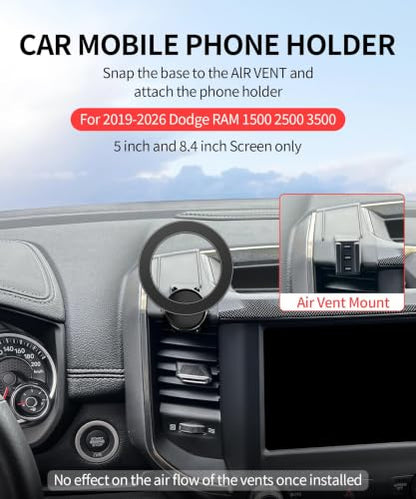 Car Phone Holder for Dodge Ram 1500 (for 2019-2026 RAM 1500 2500 3500 (5/8.4-inch))