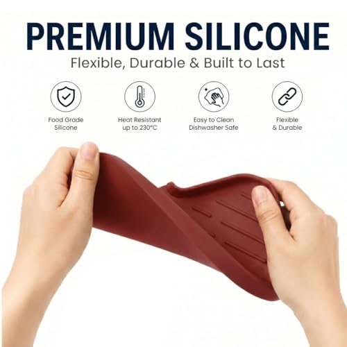 Silicone Soap Dish with Drain Spout (Red / M(9.6"×5.3"))