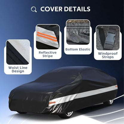 10 Layers Car Cover Custom Fit for Porsche 718 (Black Gray / Custom Fit for Porsche 718 Boxster Cayman)