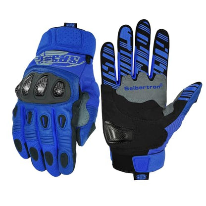 SPS 2 Unisex Touchscreen Road Racing Motorcycle MTB Sports Gloves Also fit BMX MX ATV Mountain Bike Bicycle Cycling Off (Blue SPS-2 / S Adult)