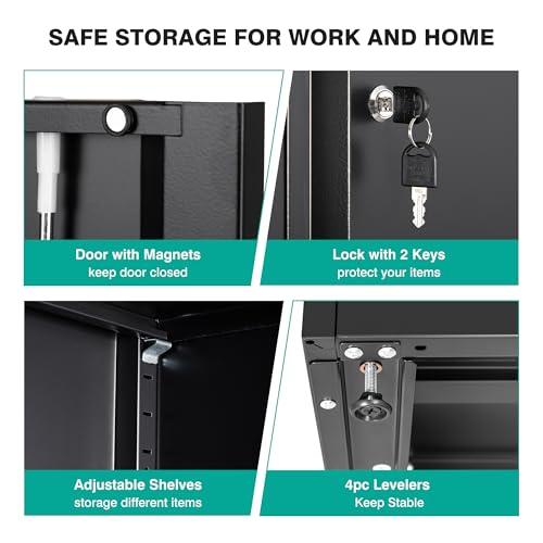 Metal Storage Cabinet with Drawer and Locks (71"H x 31.5"W x 16"D-C / Black)