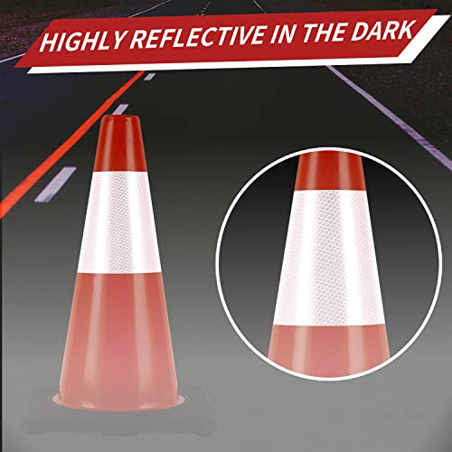 Traffic Cones 18 inch 6 Pack Heavy Duty Safety Cones Orange (18 inch)