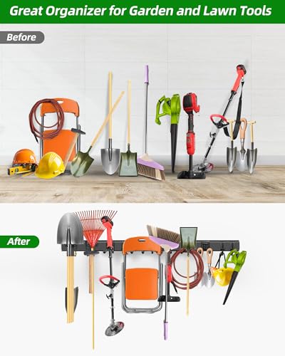 64 in Garage Tool Organizer Wall Mount (64 inch 10-Hook)