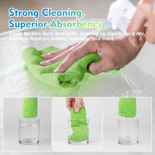 Green Microfiber Cleaning Cloth 12 Pack (Green / 12.5 x 12.5 Inch)