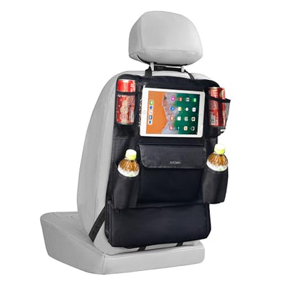 Car Backseat Organizer with Touch Screen Tablet Holder (Black / 1 Pack)