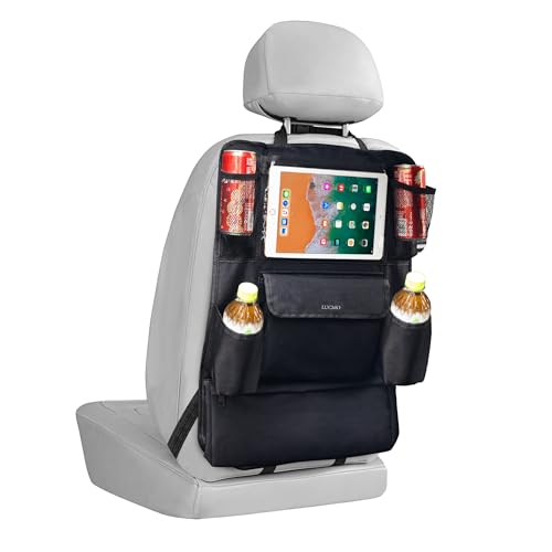 Car Backseat Organizer with Touch Screen Tablet Holder (Black / 1 Pack)