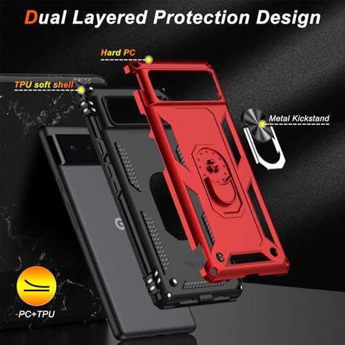 for Google Pixel 6 Case with Screen Protector (Red / Google Pixel 6)