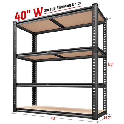 40" W Garage Shelving with Rolled (40"W x 19.7''D x 60''H)